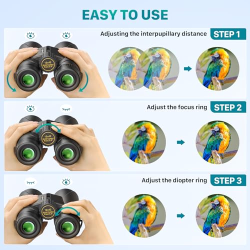 Kylietech 12x42 Binoculars BAK4 FMC Lens Waterproof Fogproof Phone Adapter