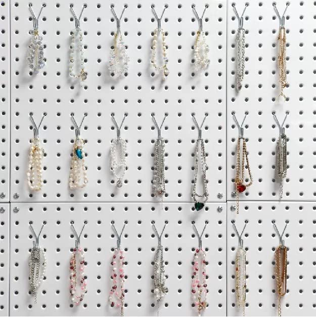 [Australia - AusPower] - HUHOLE Pegboard Hooks, J-Hook, 1 Inch Silver Pegs 40 Pack, Ideal Display Hooks for Hanging Jewelry, Necklaces, Keys, Small Tools, Will Not Fall Out, Fit 1/8”, 3/16” Peg Boards 1"-40Pack 