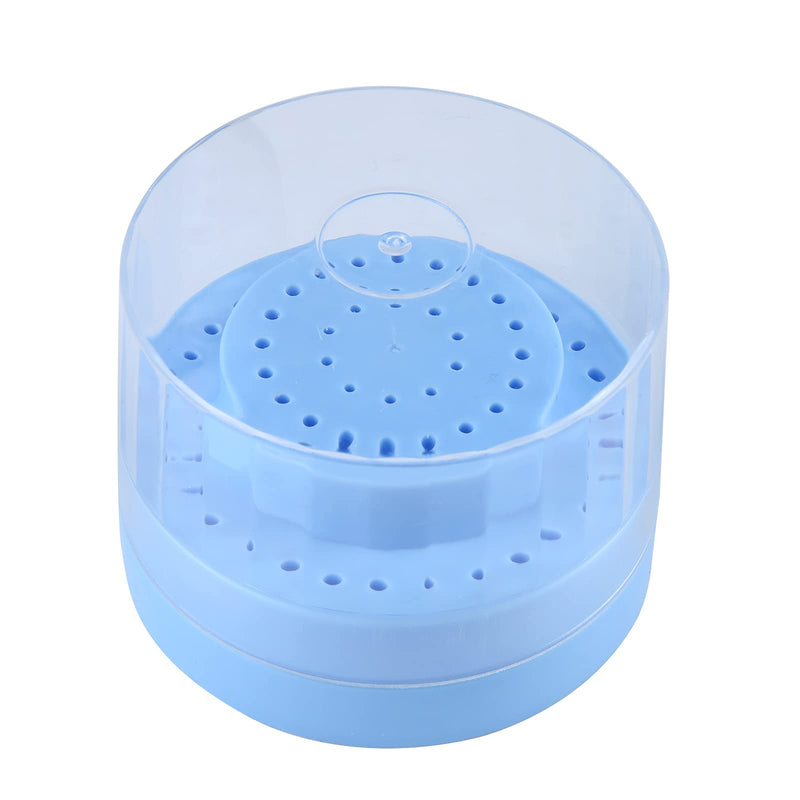 [Australia - AusPower] - Dental Multi-Use Burs Holder 60 Holes Round with Transparent Cover Autoclave Sterilizer Burs Block for Dental Lab Dentist Tool Plastic Case 1 Pcs Two Size Aperture Color Random 