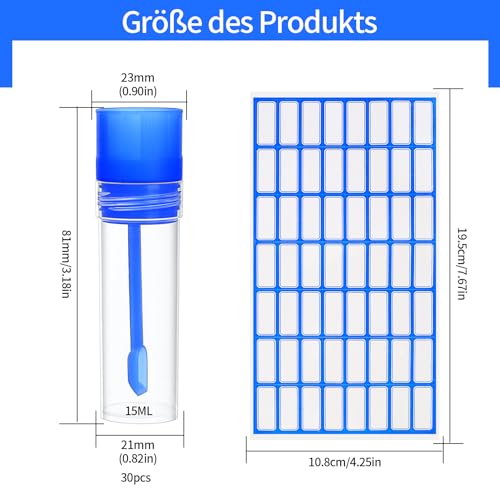 Pack of 30 Chair Sample Tubes, 15 ml Faecal Sample Tubes Dog and Cat, Sample Tube with Spoon, Dog Examination Tube for Stool Sample Pets for Testing