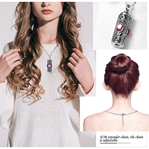 Fumete 5 Pcs Urn Necklaces for Ashes Cremation Keepsake Pink