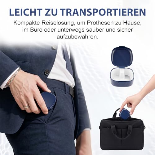 2 Piece Denture Box, Denture Box with Sieve, Portable Dentures Bath Box