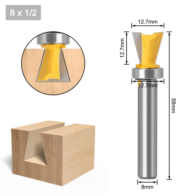 [Australia - AusPower] - WSOOX Dovetail Cutter with Bearing, 8 mm Shank, Dovetail Cutter Drill Sets, Dovetail Common Cutter (1 x 8 mm Shank) 1PCS 8mm Schaft 