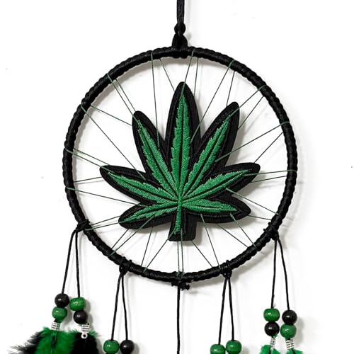Dream Catchers, Green Leaf Weed Dreamcatcher Wall Hanging Ornament for Bedroom Living Room Apartment Wedding Party Decor, Festival Blessing Gift (Leaf-S) Leaf-s