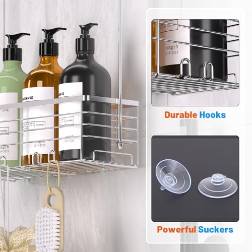 YUOROS 304 Stainless Steel Shower Caddy Hanging (Silver) Silver 1 Tier
