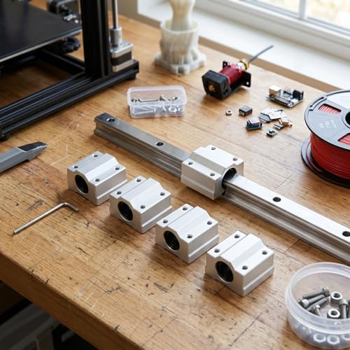 Cocoarm 8mm Linear Ball Bearing Slide, Bushing SCS8UU High Precision Low Friction Linear Bushing Smooth Moving Long Life with Aluminum Base Alloy for 3D Printer CNC