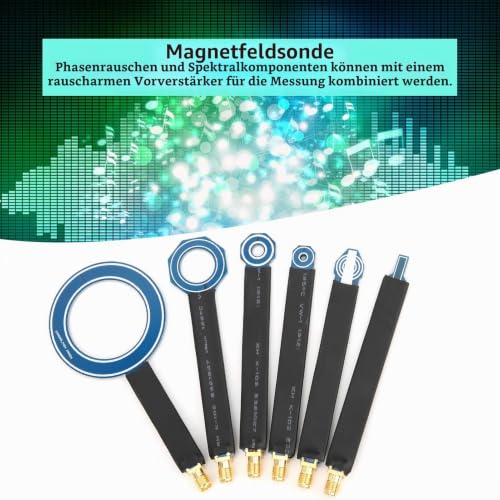6-Piece PCB Near Field Magnetic Field Probe, EMC EMI Close Probe Kit with Storage Box, SMA Female Line Radiation Antenna Finding and Identifying Potential Sources