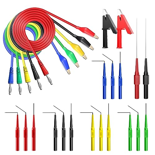 Goupchn back probe kit with 4mm banana plugs, copper alligator clips, and test leads, 24-piece set