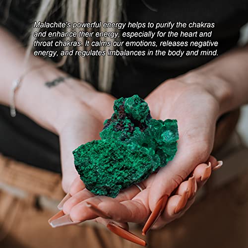 Apengshi Natural Malachite Crystal Stone 0.22-0.33lb Raw Malachite Stone Irregular Rough Malachite Mineral Specimen Original Shape Healing Crystal Gem Worry Relief Stress with Gift Box 0.22-0.33 Pound