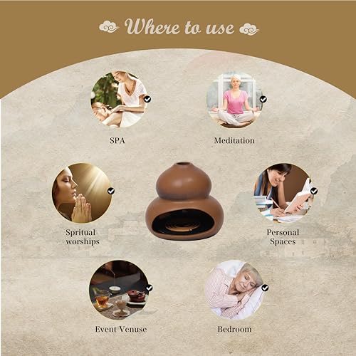 Gourd Incense Burner - Elegant Ceramic Smudge Bowl & Sage Holder for Spiritual Space Cleansing, Focused Meditation, Yoga Practice and Peaceful Home Ambiance gourd