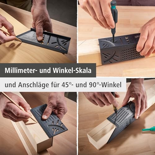 Wolfcraft 5208000 3D Mitre Square | For machining three-dimensional workpieces, stops for 45° and 90° angles, made in Europe - 5208000 3D Mitre Angle