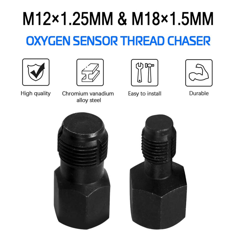 [Australia - AusPower] - 2PCS Oxygen Sensor Thread Chasers M18 x 1.5mm and M12 x 1.25mm thread chasers with 3/8” drive to clean and repair damaged threads 