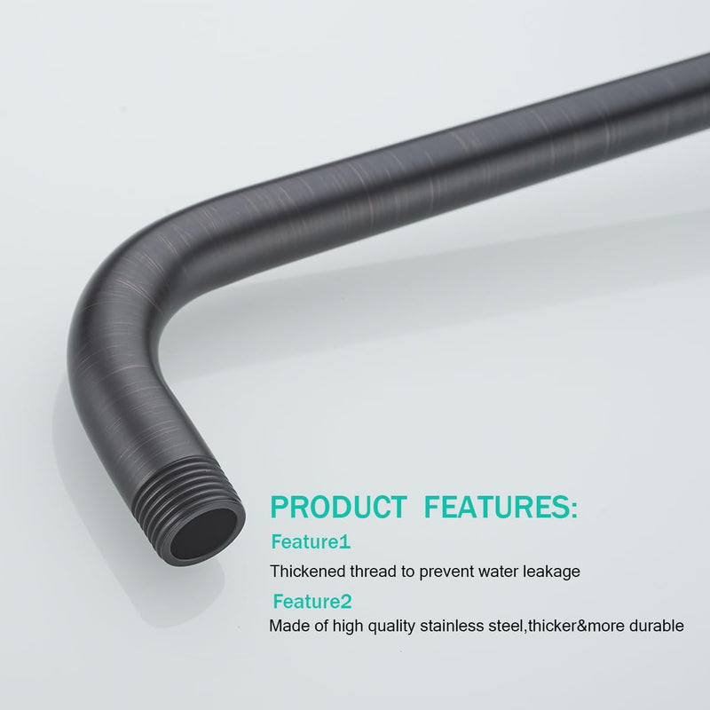 Shower Arm with Flange, 16 in Stainless Steel Shower Arm Extension Wall-Mounted For Fixed Shower Head,Rain Shower Head Extender,Oil Rubbed Bronze,SE-91018-16-ORB-SQ ﻿ Large Square Flange-16″Oil Rubbed Bronze