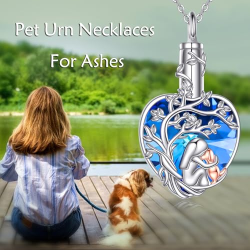 ONEFINITY Dog Urn Necklace For Ashes 925 Sterling Silver Pet Urn Necklace Keepsake Memory Pet Pendant Cremation Jewelry For Women
