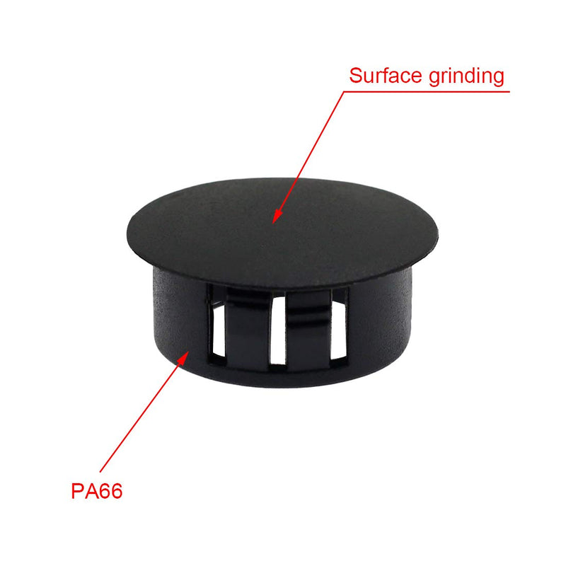 [Australia - AusPower] - 30PCS 19mm (3/4") Black Hole Plugs Plastic Flush Type Hole Plugs Snap in Locking Hole Tube, Furniture Fencing Post Pipe Insert End Caps (Black) 19mm (3/4") 