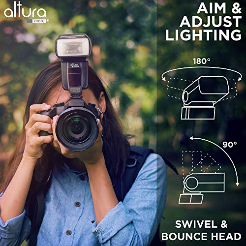 Altura Photo Camera Flash with LCD Display, Universal Speedlite for DSLR