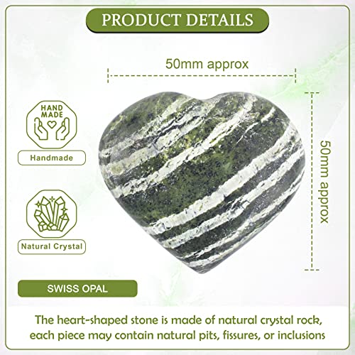 BEZAVO 50 mm Swiss Opal Crystal Heart Large Healing Crystals