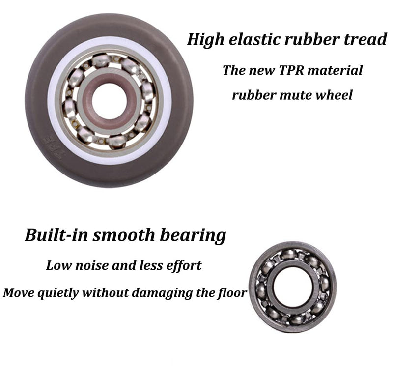 [Australia - AusPower] - Mini Fixed Caster Wheels 1 inch Silent Ball Bearing Small Casters Wheels, Metal Top TPE Rubber Low Profile Caster Wheels for Furniture Rolling Cabinet Trundle Bed Drawer with Screws 4 Pack 