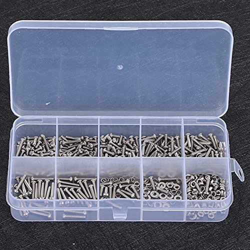 Generic 600-piece stainless steel screw nut set with hex socket bolts, flat machine screws, and assorted nuts