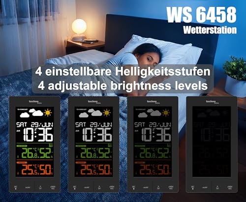 Wireless Weather Station WS6458 with TX308 Outdoor Transmitter, up to 3 Transmitters, Indoor Temperature, Outdoor Temperature, Indoor and Outdoor Humidity, Weather Trend Display, Dimmable Display