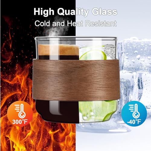 PARACITY Espresso Cups Set of 2 with Wooden Ring, 5 OZ High Borosilicate Espresso Shot Glass, Clear Small Expresso Shots Cup, Espresso Accessories (Pack of 4) 5 Ounces (8 pack)