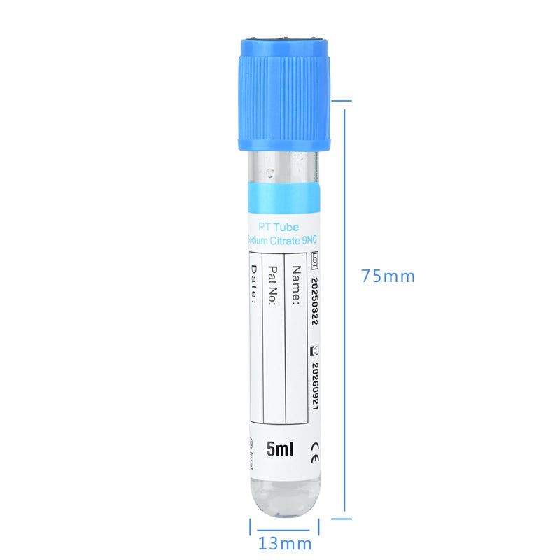[Australia - AusPower] - Vacutainer Blood Collection Tubes 5ml PT Tube Vacuum Collecting Lab Tube for Lab Test Tubes Pet Animals Veterinary 100 Pcs Wrap Packaging 5 mL 