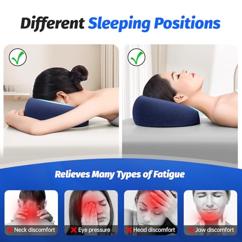 xiaomubiao Face Down Pillows for Massage Table, Massage Headrest for Bed, Face Pillow for Stomach Sleeping, BBL Pillow After Surgery Post Eye Surgery & Vitrectomy Recovery, Removable Cover, Navy Blue