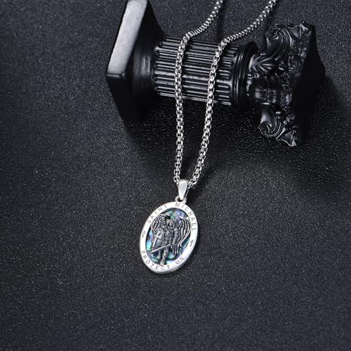 ONEFINITY Saint Michael Necklace for Men Women 925 Sterling St Michael Pendant Necklace Religious Amulets Jewellery Gifts for Men Father