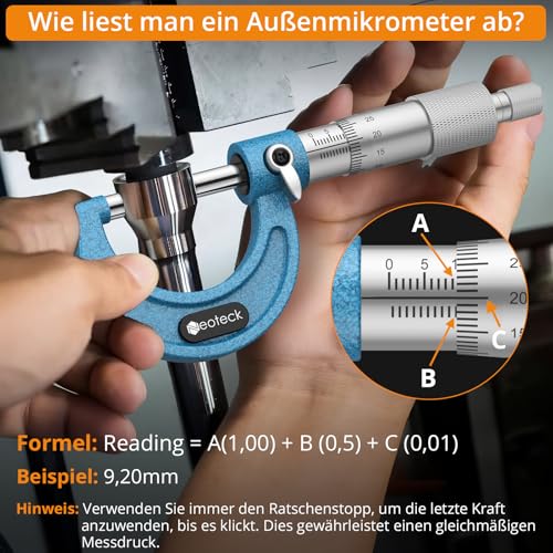 Neoteck Micrometer Outside Micrometer Micrometer Caliper 0-25 mm/0.01 mm for Measuring Small Parts, Gaskets and Wires 1