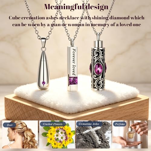 12Pcs Small Urn Cremation Jewelry Necklaces for Ashes Stainless Steel Keepsake Urns Memorial Locket Mini Ash Holders Waterproof for Human Adult Female Male Family Loved One ﻿ (12Pcs-Purple) 12pcs-purple