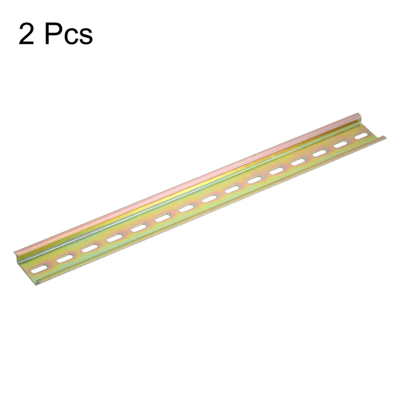 [Australia - AusPower] - MECCANIXITY 2 Pcs DIN Rail Slotted Iron Mounting Guide 16" Long 35mm Wide 7.5mm High Bronze Tone 400mmx35mmx7.5mm 