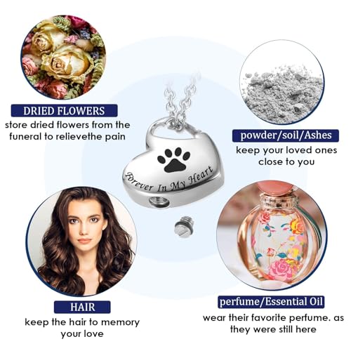Heart Stainless Steel Pet Ashes Urn Necklace Memorial For Dog Cat New generation