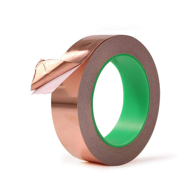 LLPT Copper Foil Tape 1 x 33 Feet 3.15 Mil Dual Conductive for EMI Shielding Soldering Stained Glass Circuit Crafts Slug Moss Repellent Electrical Repairs Grounding Strong Adhesive (CF250) 1" x 33 Feet