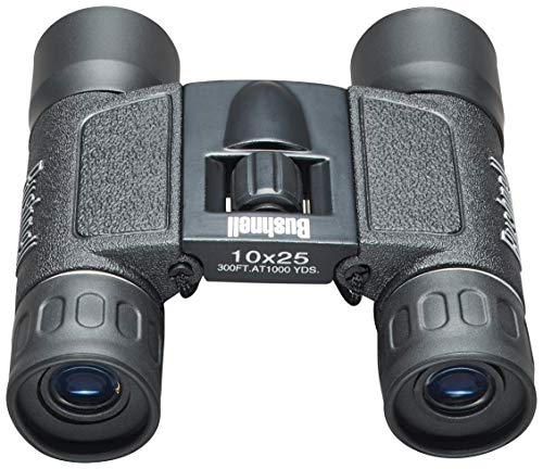 Bushnell 10x25 Powerview Binoculars, Compact Folding Roof Prism, for Adults and Kids, Concerts, Birdwatching, Hiking, Sports, Rubber Armor (132516C)