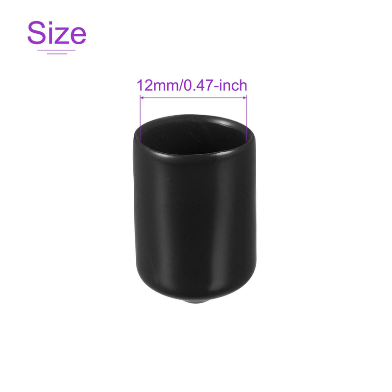 [Australia - AusPower] - DMiotech 50 Pack 1/2"(12mm) ID Black Screw Thread Protectors Rubber End Caps Bolt Covers for Screw Bolt Furniture Pipe 1/2" 