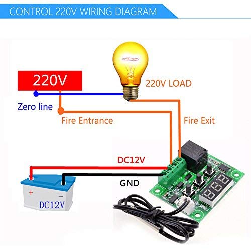 [Australia - AusPower] - Hailege 2pcs W1209 12V DC Digital Temperature Controller Board Micro Digital Thermostat Electronic Temperature Temp Control Module Switch with 10A One-Channel Relay and Waterproof 