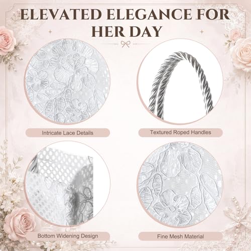 Paterr 4 Pcs Lace Bag Bride Tote Bag bridesmaid bags for wedding day