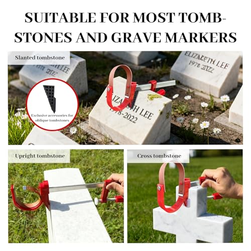 Cemetery Wreath Holder,Headstone Hanger for Gravestones 3-8'',Grave Markers Red 3 to 8 inches