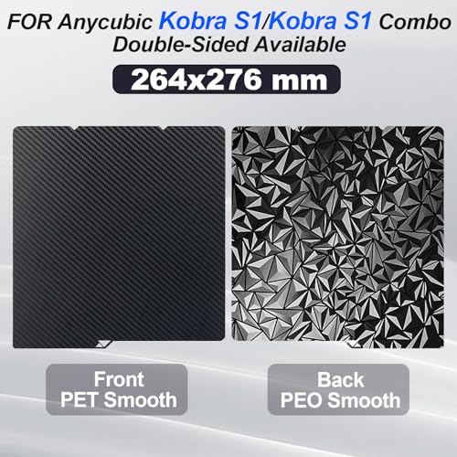 Anycubic Pressure Plate Double-Sided Textured PEO+PET for Anycubic Cobra S1 Printing Plate, 264 x 276 mm Double-Sided Smooth Board, Heated Bed, Spring Steel, Flexible Platform for Anycubic