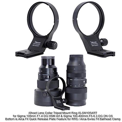 iShoot 82mm Tripod Mount Ring Lens Collar Compatible with Sigma 105mm f/1.4 DG HSM Art & Sigma 100-400mm f/5-6.3 DG DN OS, Lens Support Holder Bracket Bottom is Arca-Swiss Fit Quick Release Plate