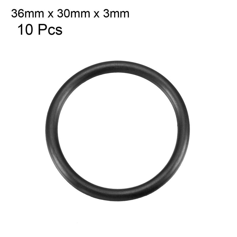 [Australia - AusPower] - uxcell Nitrile Rubber O-Rings, 36mm OD 30mm ID 3mm Width, Metric Sealing Gasket, Pack of 10 
