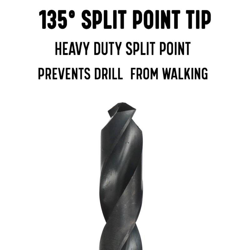 Drill America 1/2" High Speed Steel Heavy Duty Split Point Stub Drill Bit (Pack of 6), D/AST Series 1/2 in