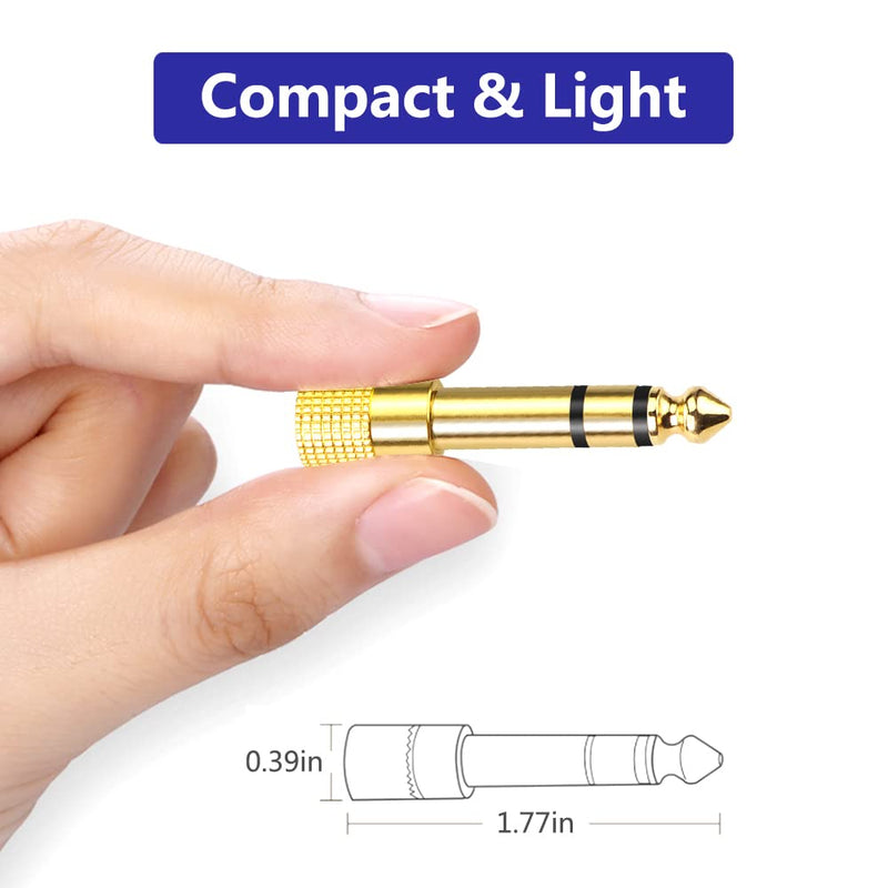 [Australia - AusPower] - VCE 6.35mm (1/4 inch) Male to 3.5mm (1/8 inch) Female Stereo Audio Jack Adapter for Aux Cable, Guitar Amplifier, Headphone, 2 Pack 
