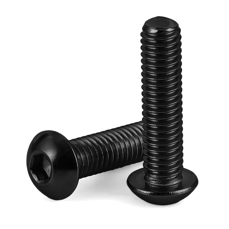 [Australia - AusPower] - 1/4-20 x 1/2" Button Head Socket Cap Screws, Allen Socket Drive, Black Oxide, Grade 10.9 Alloy Steel, Fully Threaded, 50 PCS 1/4-20 x 1/2" 