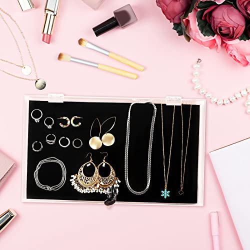 Weysat Acrylic Locking Display Case for Knife Jewelry, Clear Rectangular Display Box Security Showcase Organizer Tray with Lock Key and Padding for Jewelry Collectibles Pocket Knives