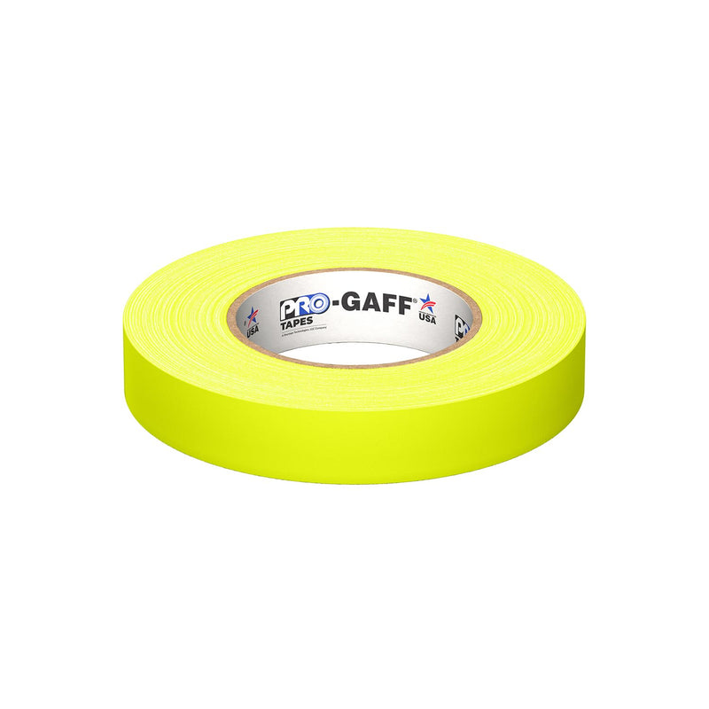 1" Width ProTapes Pro Gaff Premium Matte Cloth Gaffer's Tape With Rubber Adhesive, 50 yds Length x, Fluorescent Yellow (Pack of 1)