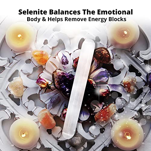WBM Selenite Crystal Massage Wand 6 Inches, Moroccan Healing Crystal Best for Gift and Home Decor