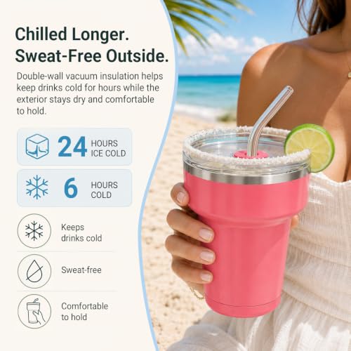 16 oz Insulated Margarita Tumbler with 360° Sippable Lid & Straws Ice Blue/Lilac 16 Ounces