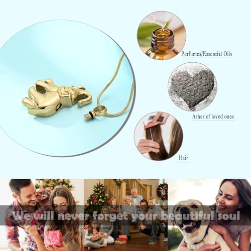 Hearbeingt Elephant Urn Necklaces for Ashes Memorial Cremation Jewelry A-Gold