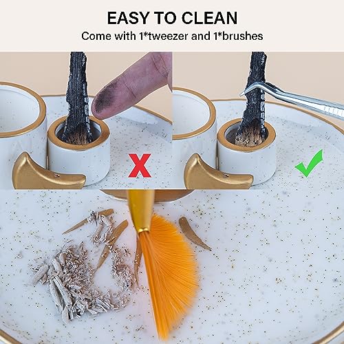 ZenBless Multifunction Incense and Candle Holder for Burning Sage, Palo Santo, Incense Sticks - 5.9" Ceramic Ash Catcher Tray for Meditation Room Home Decor Spritual Gifts (Gold) Gold